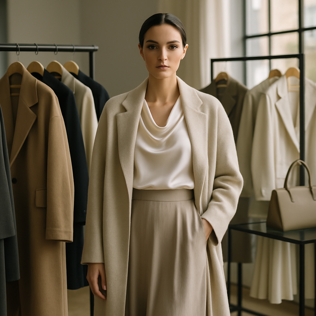 Elegant minimalistic outfit styled with layers and quality fabrics